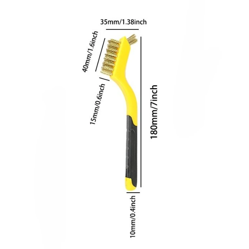 Drahtbürsten-Set, Borsten aus Nylon/Messing/Edelstahl mit gebogenem Griff zum Schrubben von Rost, Schmutz und Farbe, Tiefenreinigung