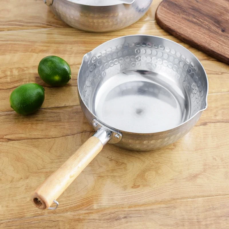 Japanese Pan Non-stick Pan Noodle Pot Kitchen Accessories Milk Pot Aluminum Wooden Handle Pot Tableware Pan Home Cooking Tools