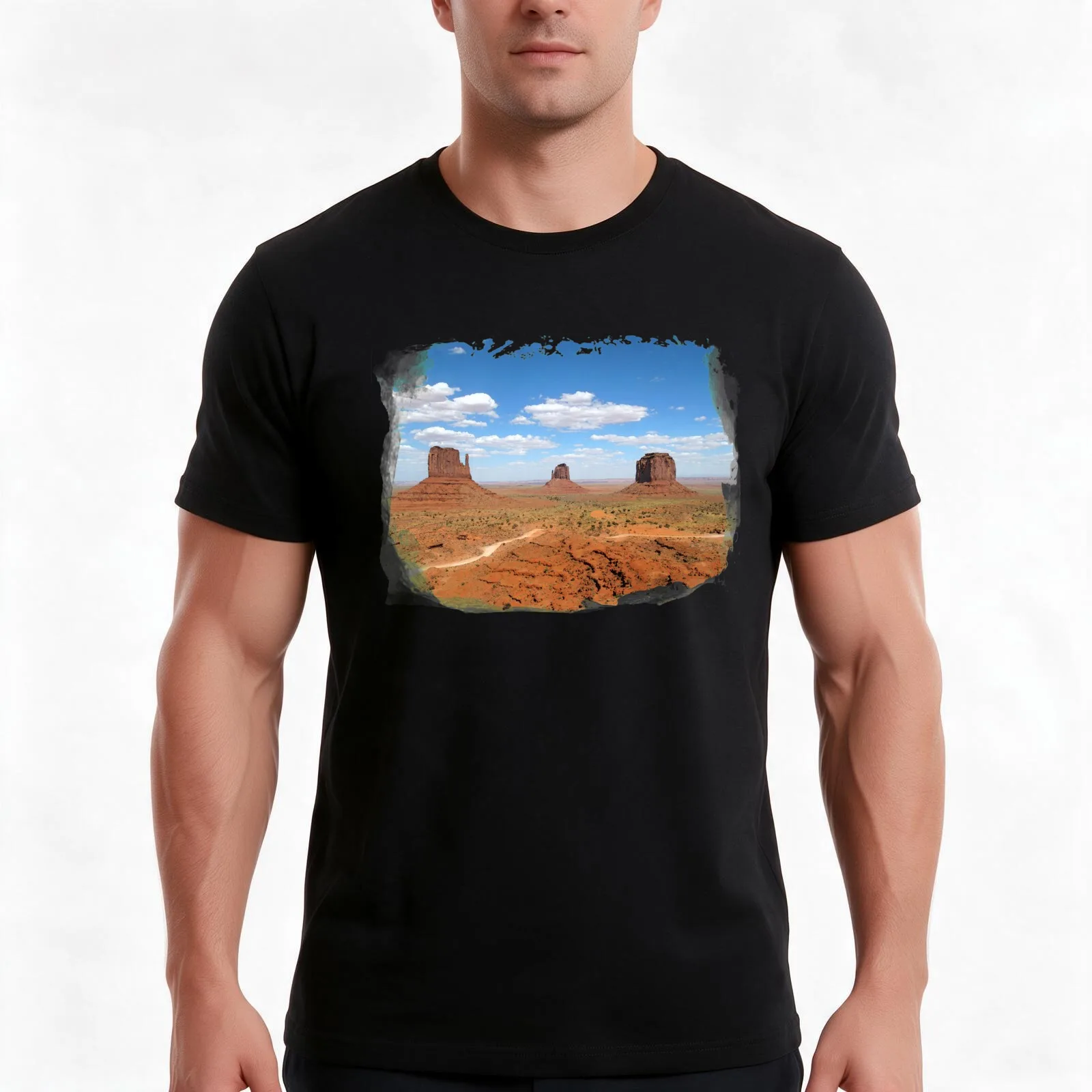 Monument Valley T-Shirt, Summer Casual Cotton Tee, Oversized Streetwear Tops, Vintage Graphic Print, Loose Fit Short Sleeve