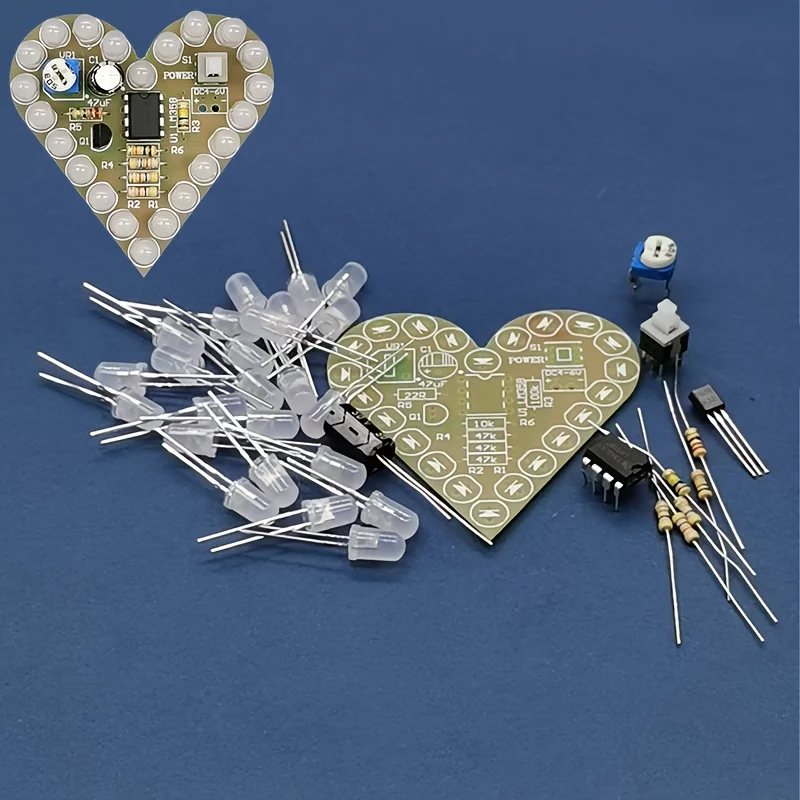 DIY kit heart shaped breathing light kit red photoelectric production for learning laboratory welding practice