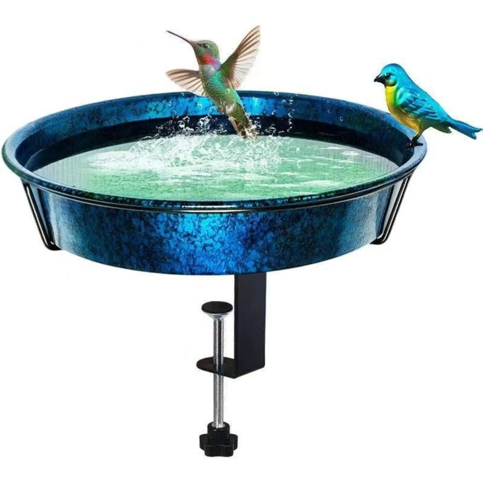 Clamp-on Bird Bath Shallow Basin Railing Bird Bath Outdoor Decor Support Stem Space Saving - view 6