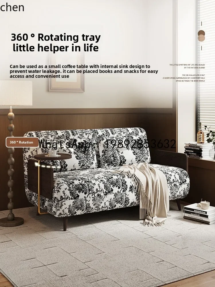 

b18solid wood folding sofa bed dual-purpose small apartment living room fabric removable and washable sofa