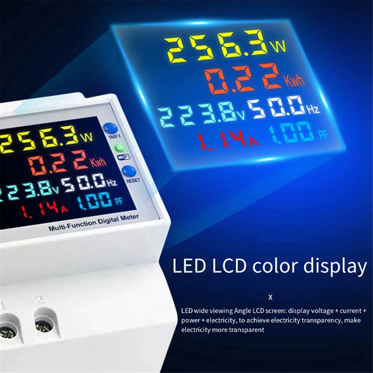 B66C Tuya WiFi Intelligent Digital Display Electricity Meter DIN-Rail Voltage Current Meter Power Factor Frequency Meter B