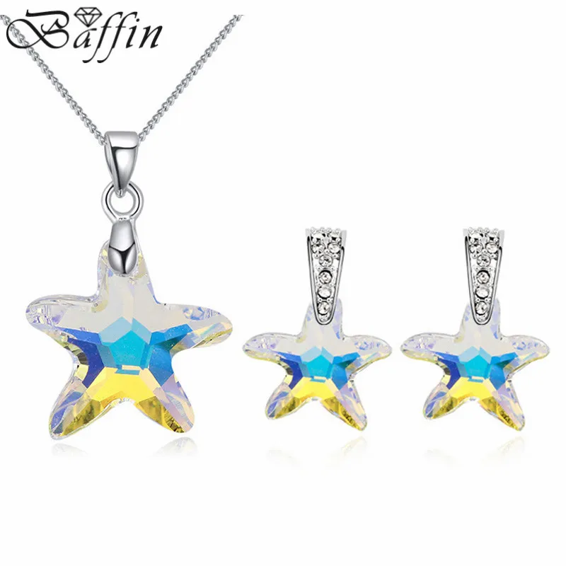 

BAFFIN Real Crystals From Austria Starfish Jewelry Sets For Bridal Pendant Necklace Piercing Earrings Women Party Accessories