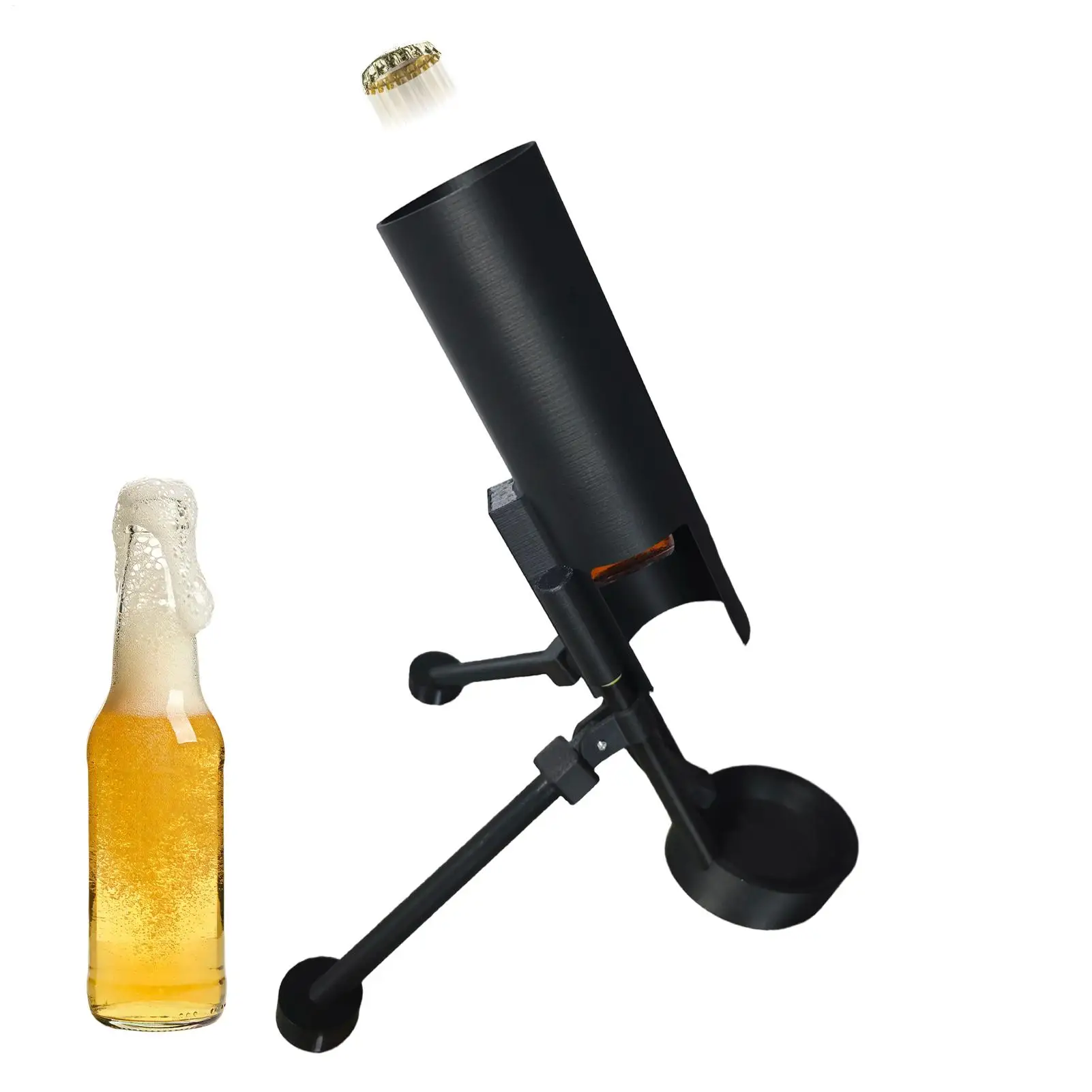 Beer Bottle Mortar Bottle Opener 51mm Mortar Beer Bottle Opener Cap Launcher Hands-Free Push Down Opener for Man Camping Travel