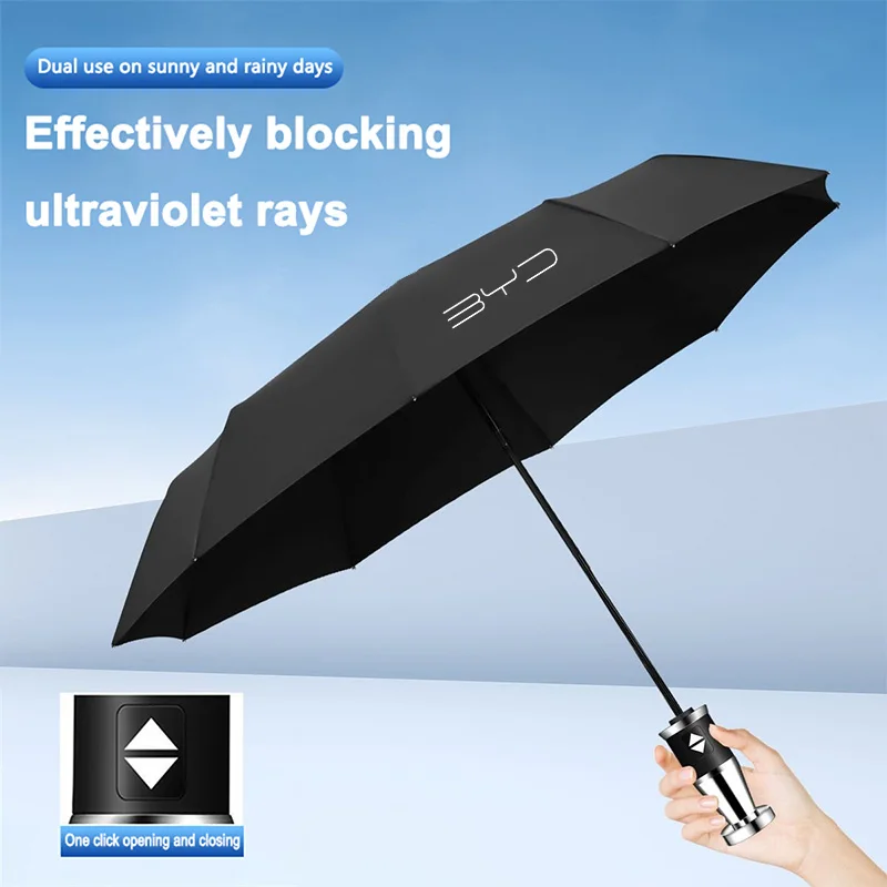 

New Car Automatic Folding Windproof Sunshade Umbrella For BYD Atto 3 Yuan F3 E6 F0 G3 I3 Plus Ea1 Song Max Tang Dmi 2din Pro E2