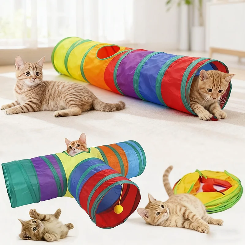 Rainbow Cat Tunnel Collapsible - Cat Tunnel Toy 评论和价格