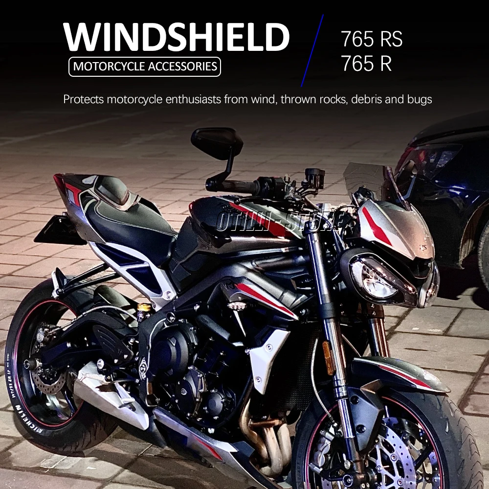 For Street Triple 765 S R RS  Windscreen Windshield Wind Deflector for Street Triple S 660 765R 765S 765RS 2020 2021 2022