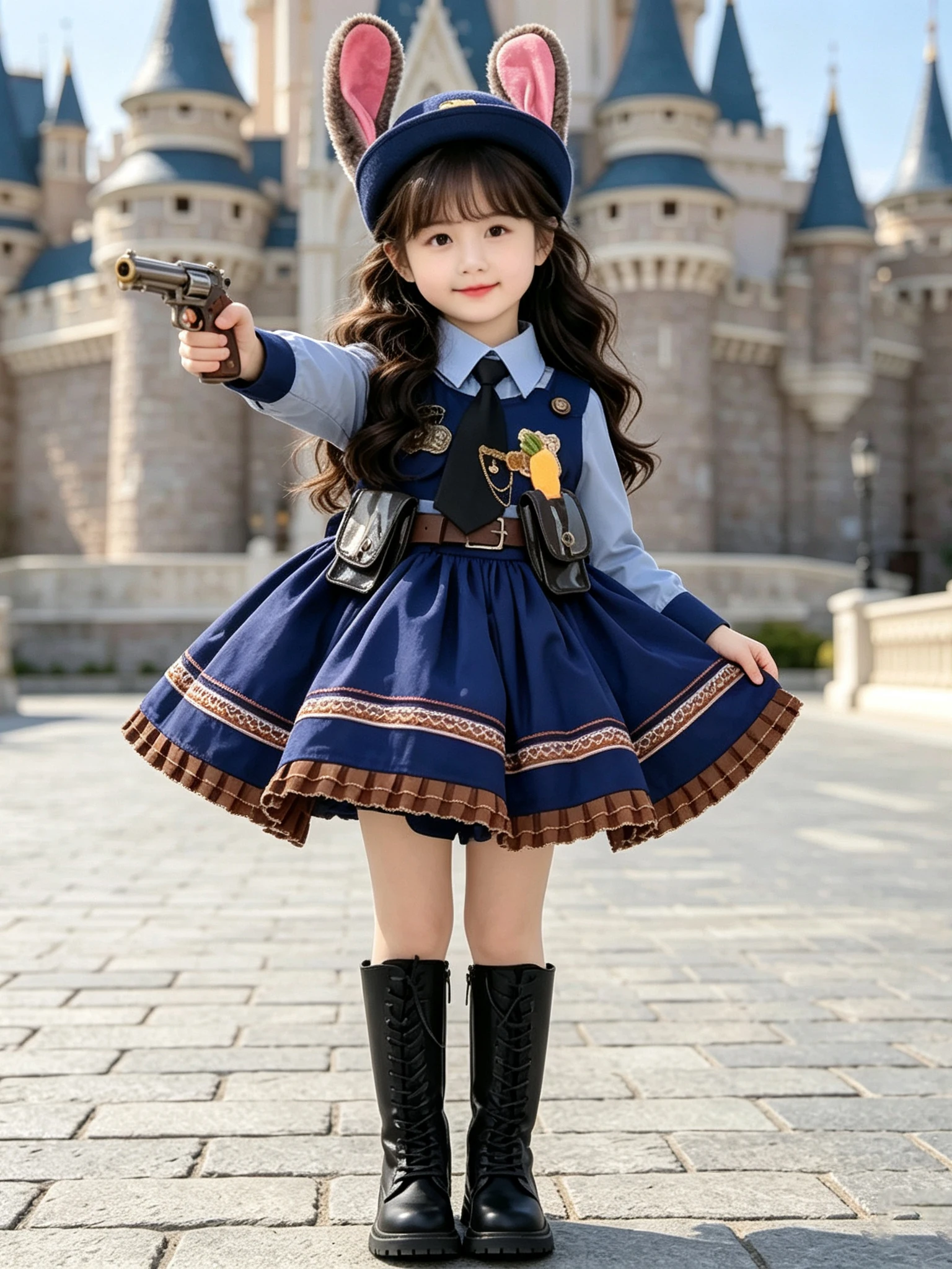 girls-rabbit-police-officer-costume-dress-princess-skirt-long-sleeve-medium-waist-high-quality-fabric-for-autumn-season-kids