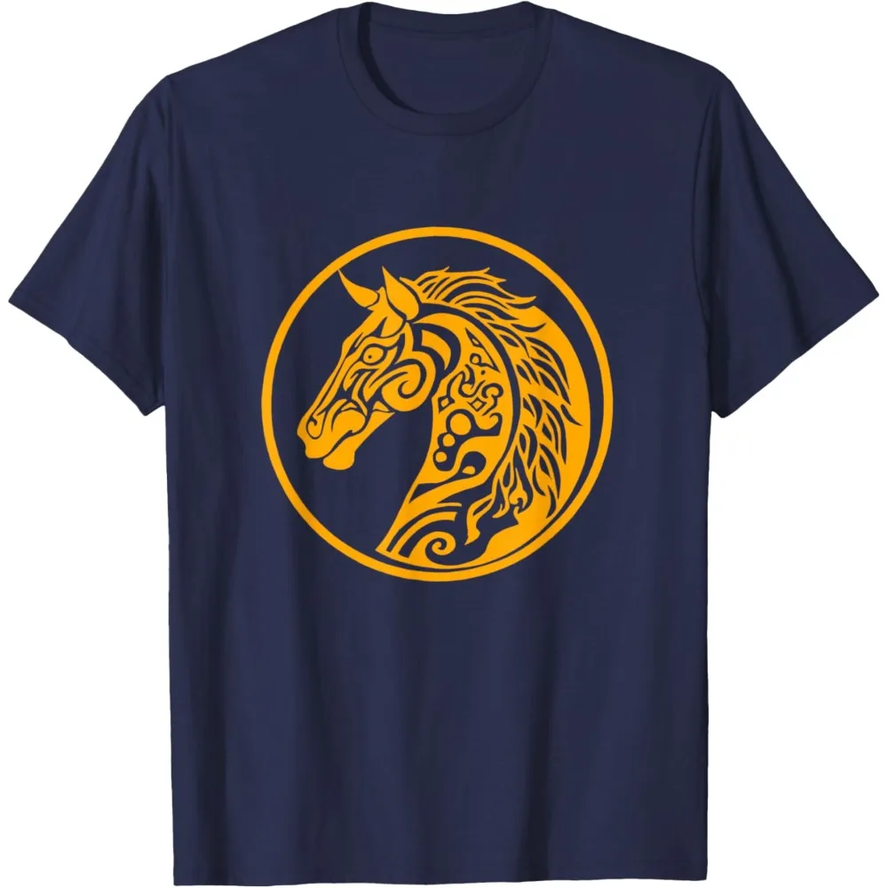 Year of The Horse 2026 Tribal Golden Zodiac Design T-Shirt Chinese Lunar New Year Zodiac Graphic TShirt Men Fashion Holiday Tops