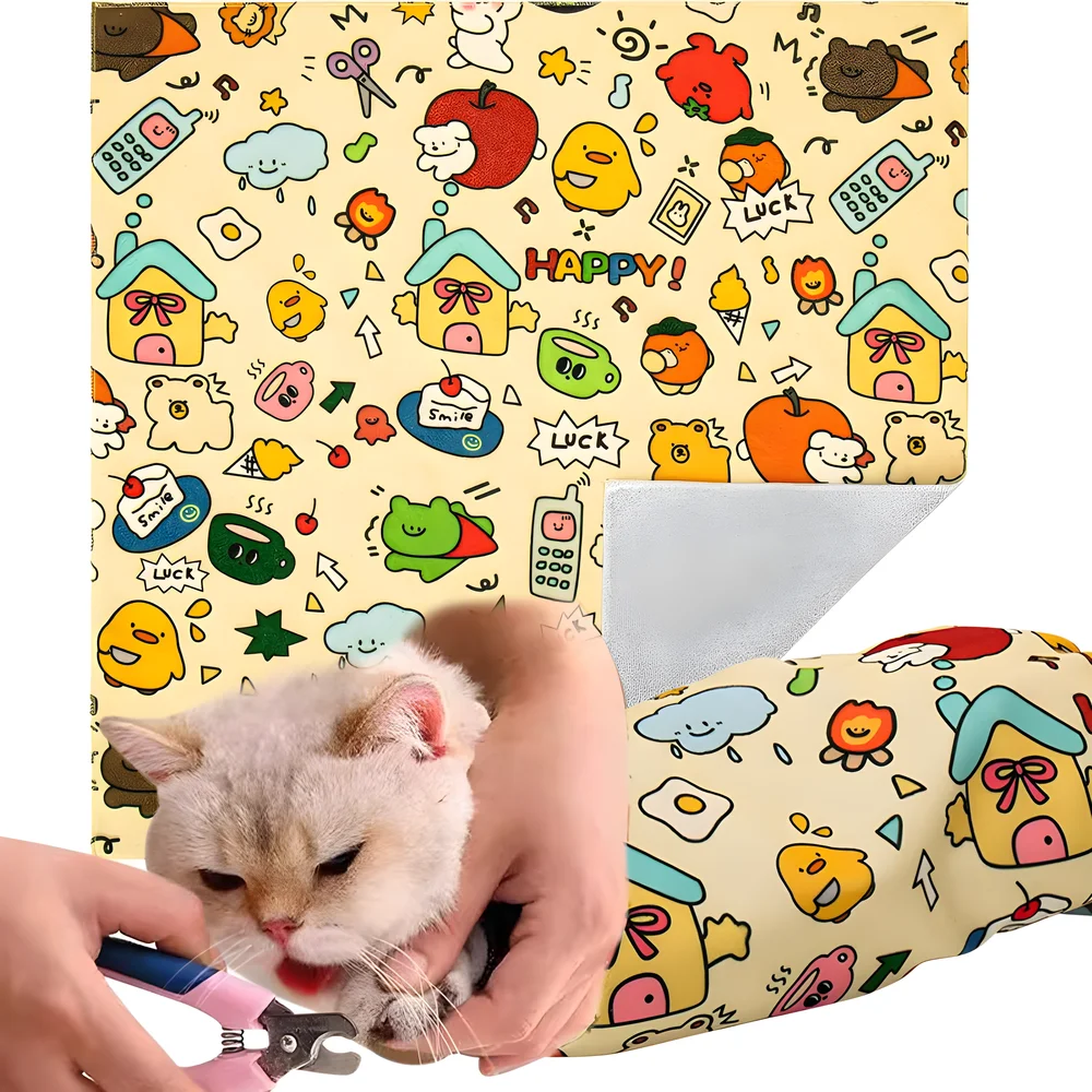 

Cat Grooming Wrap Self-Adherent Cat Restraint Wrap Anti-Scratch Cat Swaddle Burrito Wrap Nail Trimming Cat Storage Tool Bag
