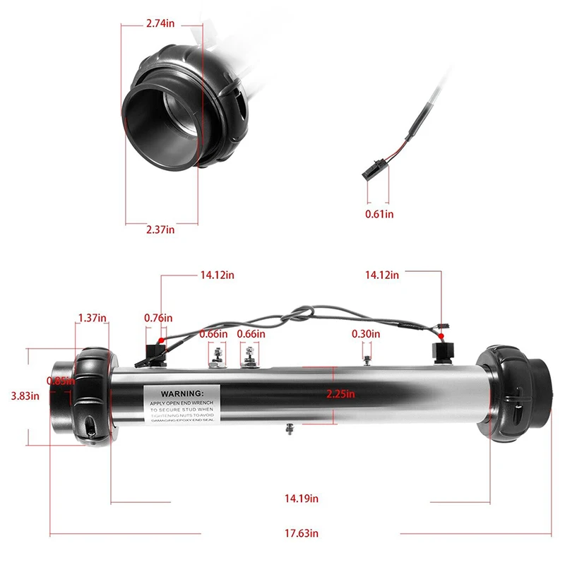 58117 M-7 Heater Assembly fits for Balboa VS, EL, TS, GS, BP Control Systems, compatible with series M7，4.0 KW 220V 26-58104-K w