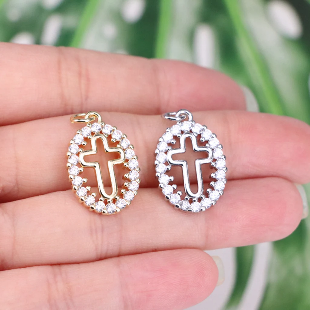 

10-18K Gold Silver Plated Handmade Copper Hollow out Christian Crosses Charms For DIY Religious Talisman Pendant Jewelry Making
