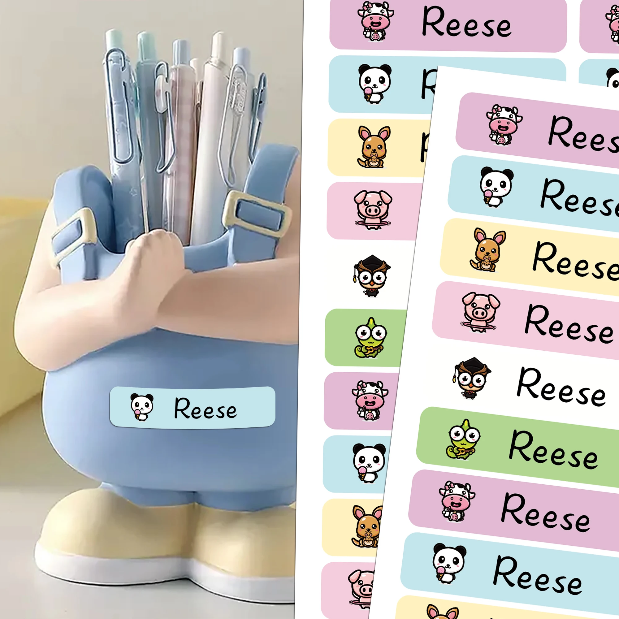 42/84pcs pig Scrapbook Stickers Custom Name Stickers Pencil Tag Personalized Label Custom Patches Perfect For School,Home
