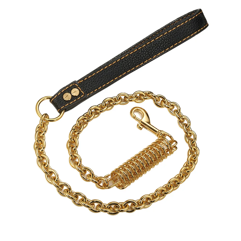 Short Large Dog Leash Spring buffer Big Dog Lead One step traction rope Explosion-proof dogs belt Comfortable leathe handle 80cm