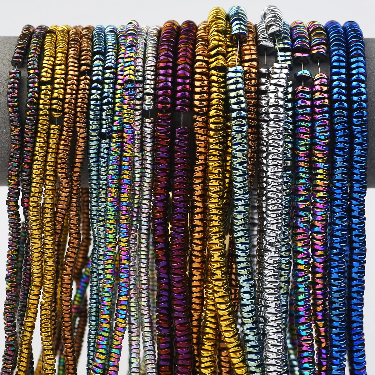 Natural Cut Triangular Colourful Hematite Spacer Beads Loose For Jewelry Making Bracelet Pendant Necklaces DIY Accessories 4/6MM