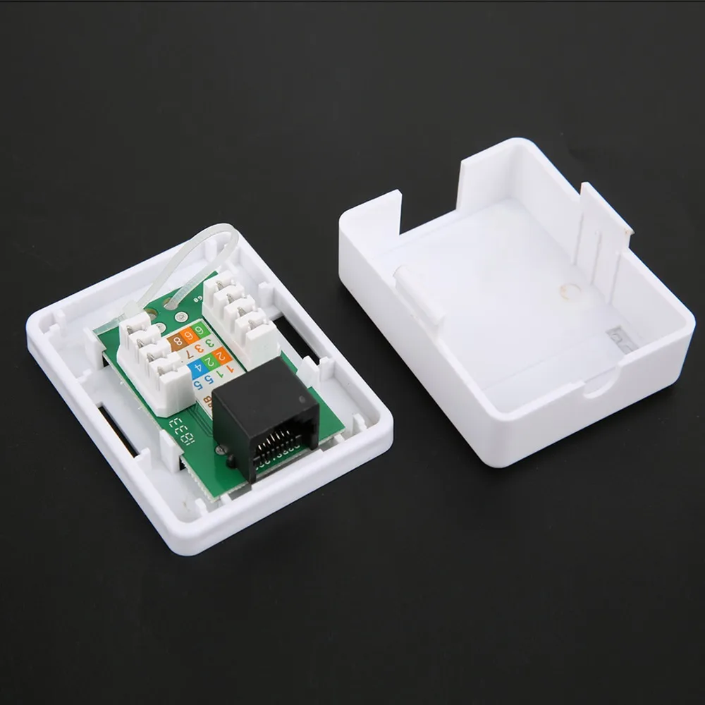2 Stuks Netwerk Box Cat6 RJ45 Opbouw Box Niet-afgeschermde RJ45-8P8C Opbouw Box Enkele Poort ABS Mount Box Desktop gebruik