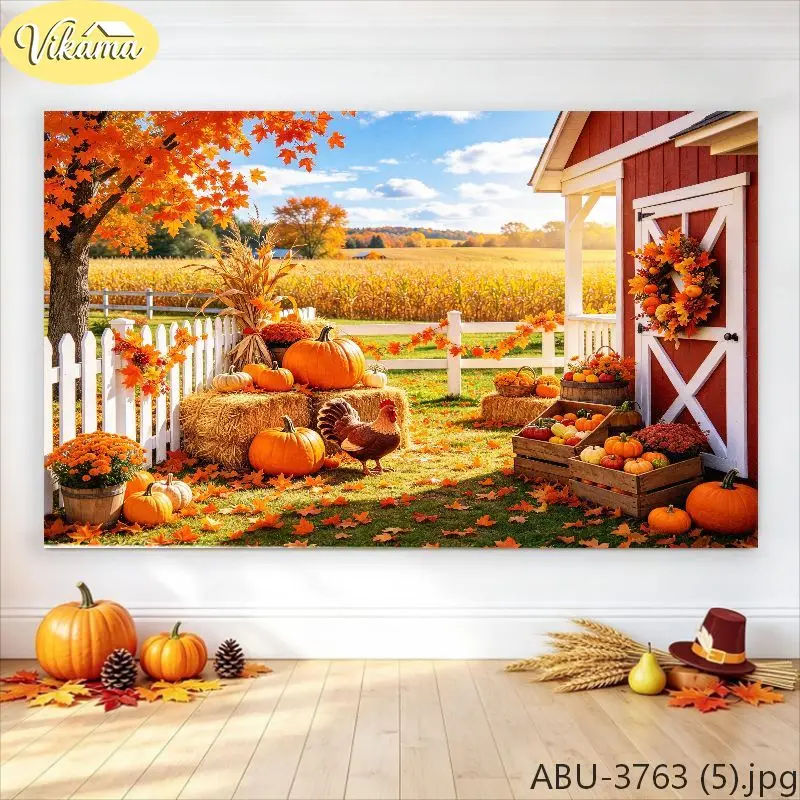 VIKAMA Tractor & Wreath Wall Tapestry, Quick Dry Easy Care, Decor for Party Backdrop Living Room