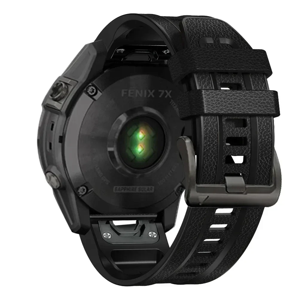 سوار ساعة من الجلد الصناعي والسيليكون ، سوار سوار ساعة ، مقاس سريع ، حزام شمسي Garmin instant2x ، غريزة 2 fen7 7ixpro 6X ، 22 x