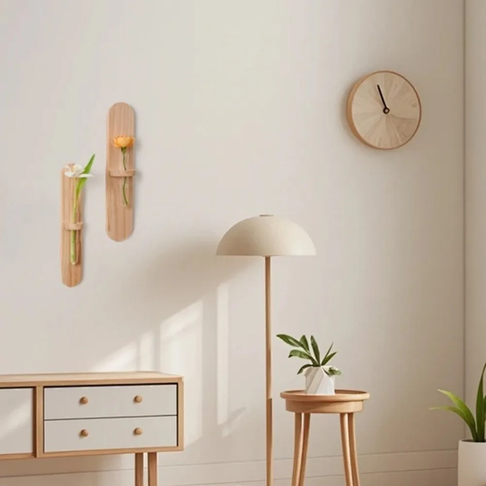 Wooden Wall Mounted Planter Home Ornaments Creative Design Flower Plant Pot Vase Minimalist Style Water Plant Tube Stand