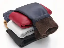 Faux PU Leather Autumn Winter Kids Girls Pants for Thicken Warm Children's Trousers