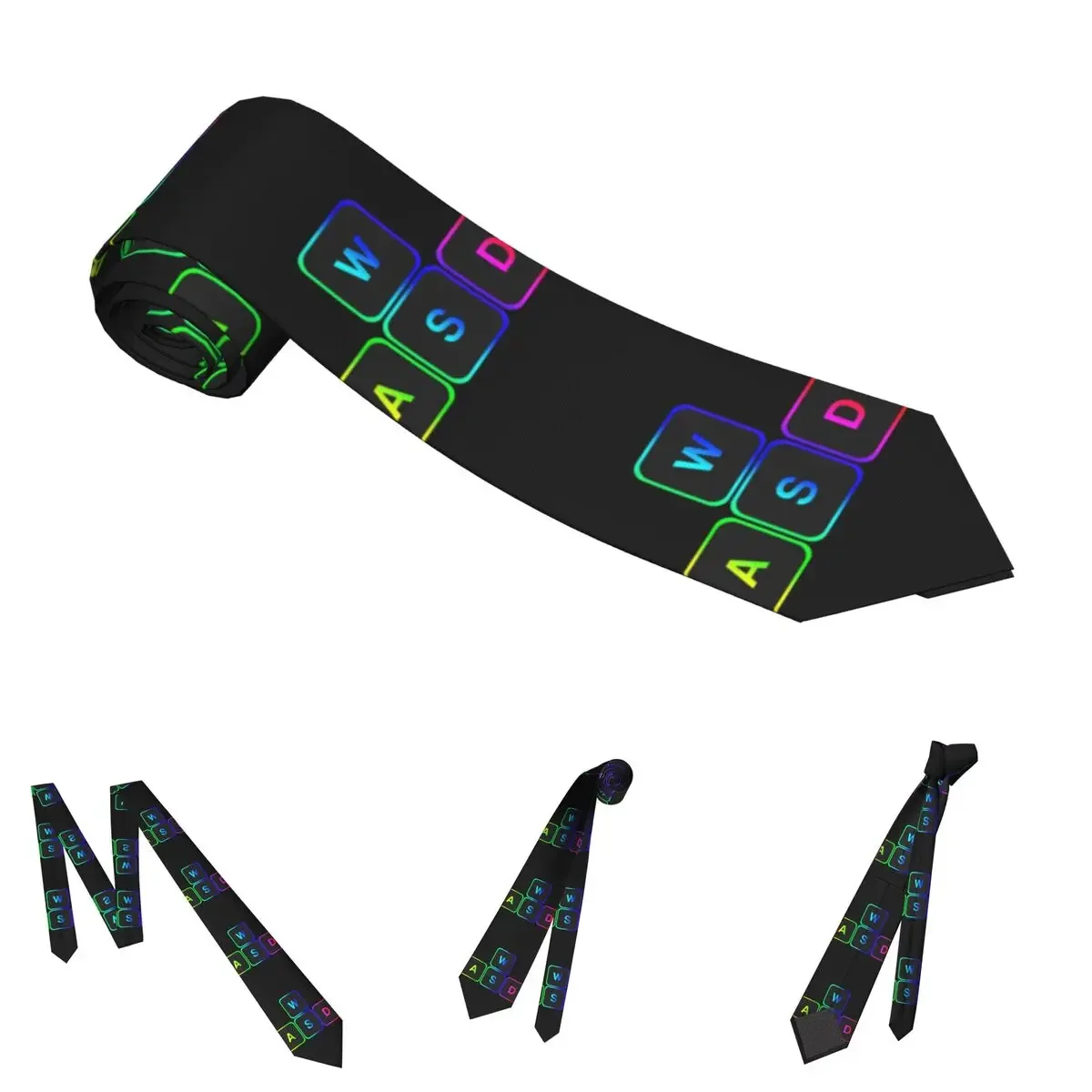 Gamer-Tastatur WASD Herren-Krawatte, Seide, Polyester, 8 cm, klassisches Geschenk für Jungen, Krawatten, Hemd-Accessoires, Krawatte, Hochzeit, Party