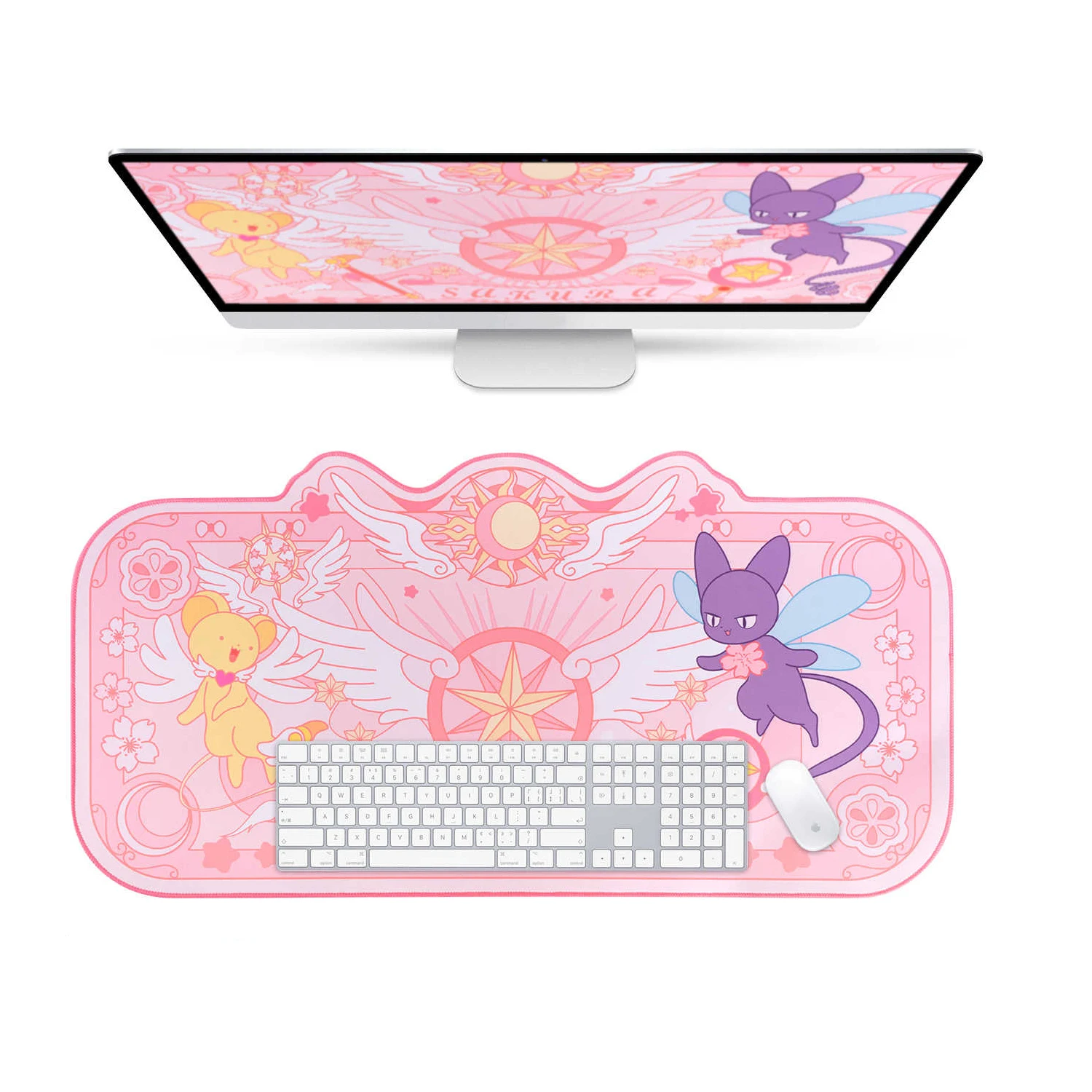 Tappetino per mouse in gomma rosa cartone animato Kawaii Cute Girl Tappetino da tavolo antiscivolo impermeabile Tovaglietta per tastiera per computer per ufficio
