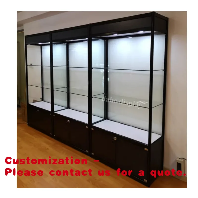 

Customize.Hot Sale Jewelry Display Cabinet Glass Door Wall Showcases with Adjustable Shelves Aluminum Display