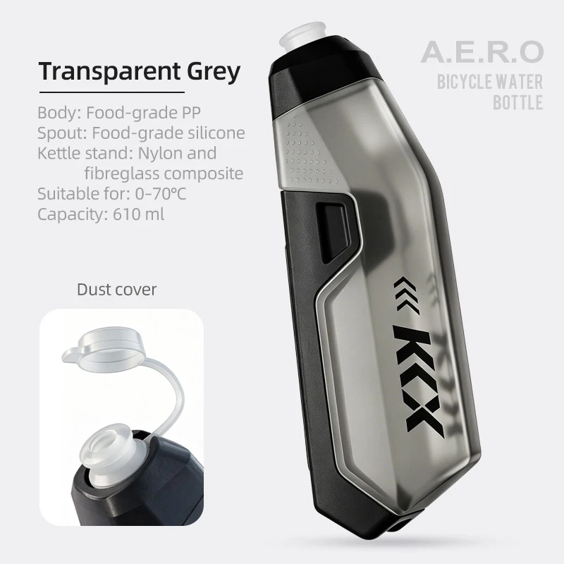 KKX Aerodynamisches Fahrrad-Trinkflaschen-Set 610ml PP-Material Fahrrad-Trinkflasche Quetschstil MTB Rennrad Trinkflasche