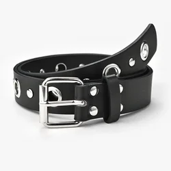 New Fashion Punk Belts for Women Clothing Accessories Rivet Metal Hollow Out Hip Hop Rock Style PU Leather Y2k Belt Woman 2024