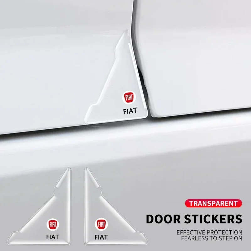 2pcs Car Door Corner Transparent Protective Stickers For Fiat JUNTO abarth 500 stilo ducato palio bravo doblo Egea Accessories