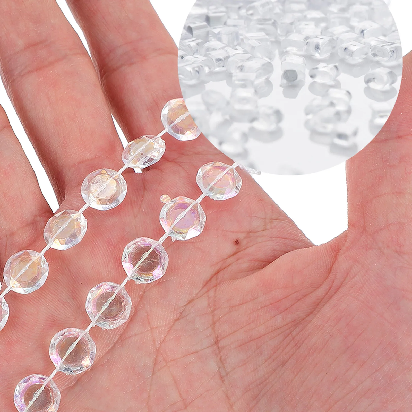 30M Acrylic Flying Saucer Beads Strand for DIY Garland, Wall Lamp, Window, Tree Branch, Curtain & Stage Background