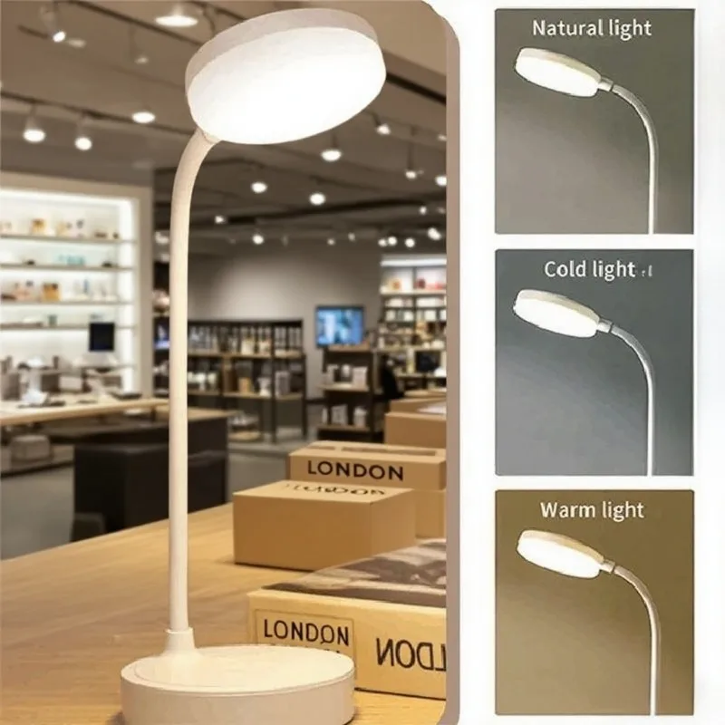 Rechargeable Table Lamp USB Plug Desk Lamp Reading Book Night Light LED 3 Modes Dimming Eye Protection Light Bedside Led Lamps
