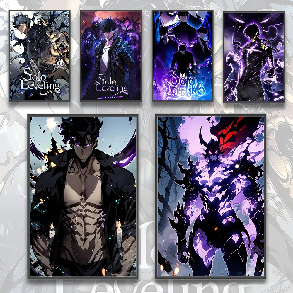 SOLO Popular Japanese Anime Self-adhesive Poster Figures Home Decoration Painting Wall Art Bedroom Cartoons Decor Wallpaper Gift