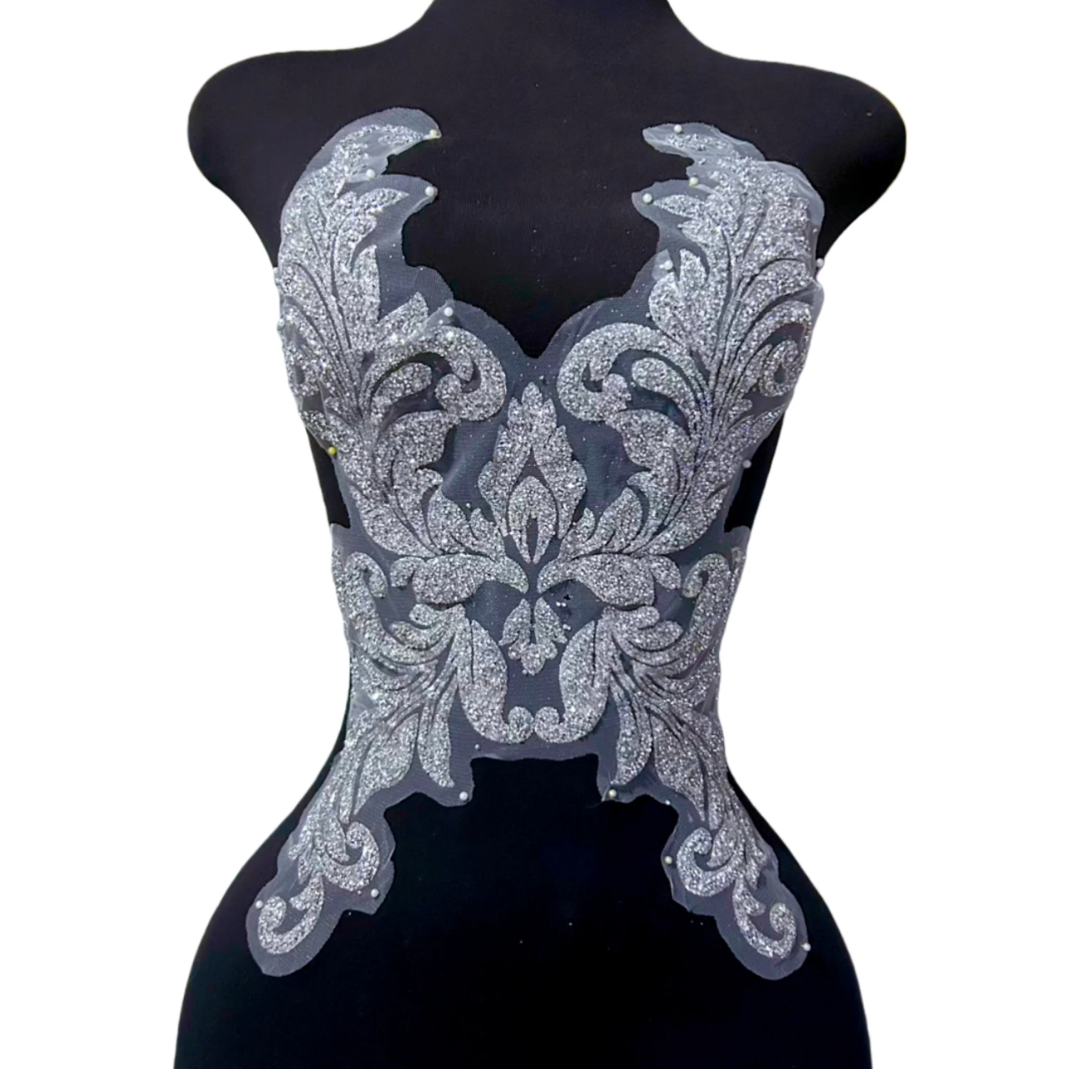 Clothes Bodice Ornament Beaded Glued Powder Partifular Patches Applique For Show Girl Opera Stage Party Costumes Prom Gown Dress