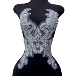 Clothes Bodice Ornament Beaded Glued Powder Partifular Patches Applique For Show Girl Opera Stage Party Costumes Prom Gown Dress