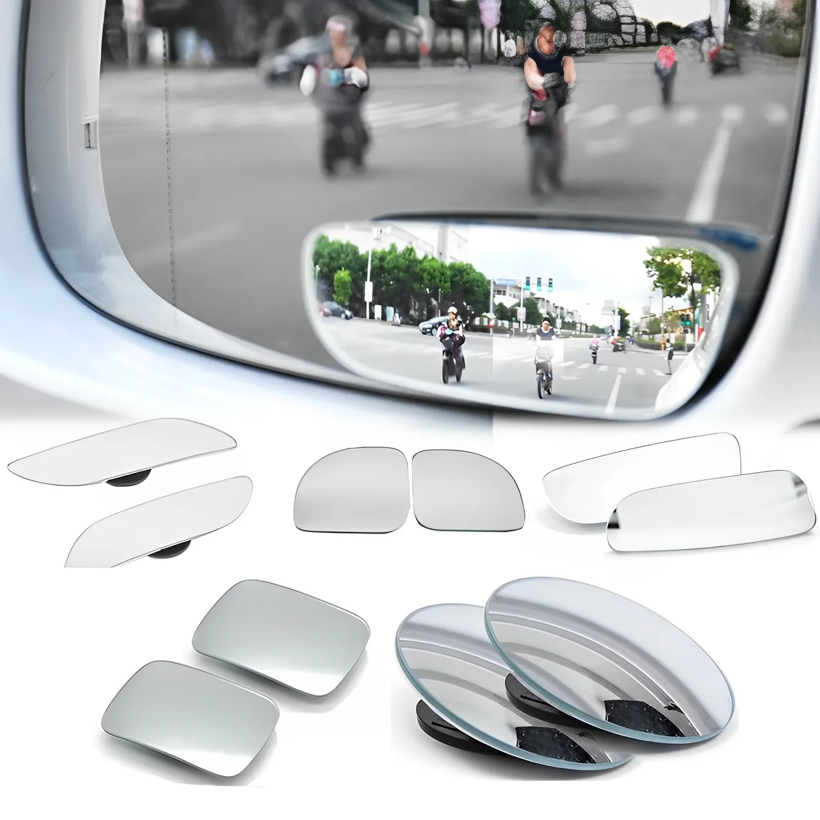 

Car Blind Spot Mirror Round Frame Convex Mirror Wide-angle 360 Degree Adjustable Rearview Auxiliary Mirror Auto Driving Safety