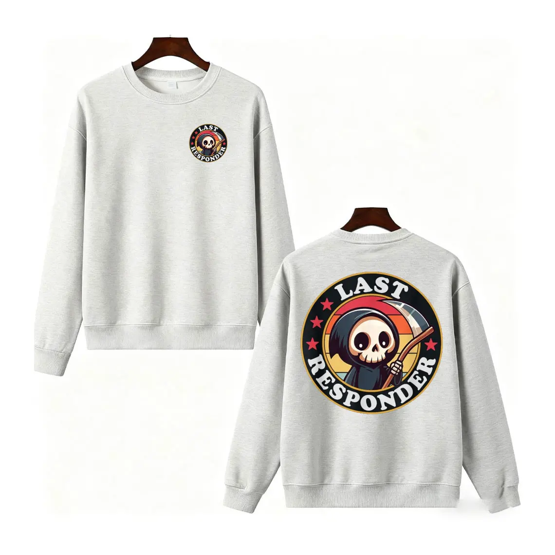 เสื้อฮู้ดดี้ลาย Grim Reaper สไตล์ตลกๆ สำหรับผู้เชี่ยวชาญด้านการศพ ดีไซน์ลำลอง คอกลม แฟชั่นสบายๆ เนื้อผ้านุ่ม ใส่สบาย สไตล์เรโทร แขนยาว