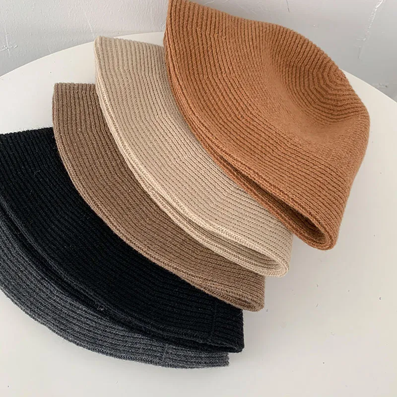 Women\'s Bucket Hats Winter Warm Woolen knitted Fisherman Hats Version Casual Street Panama Hat Male Bob Hiphop Female Hat 2023