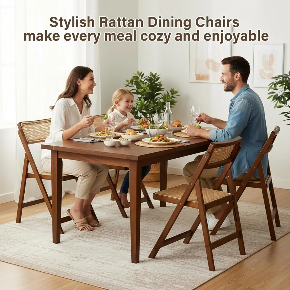 Krzesło składane z rattanu, nowoczesne krzesła do jadalni w stylu mid-century, zestaw 1 szt., wygodne krzesła bambusowe na zewnątrz do sypialni, salonu, pokoju do czytania