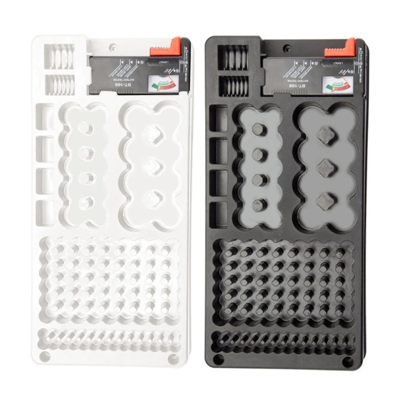 116 Grid Battery Storage Box Without Cover, Battery Container Case with Removable Battery Tester for Various Batteries