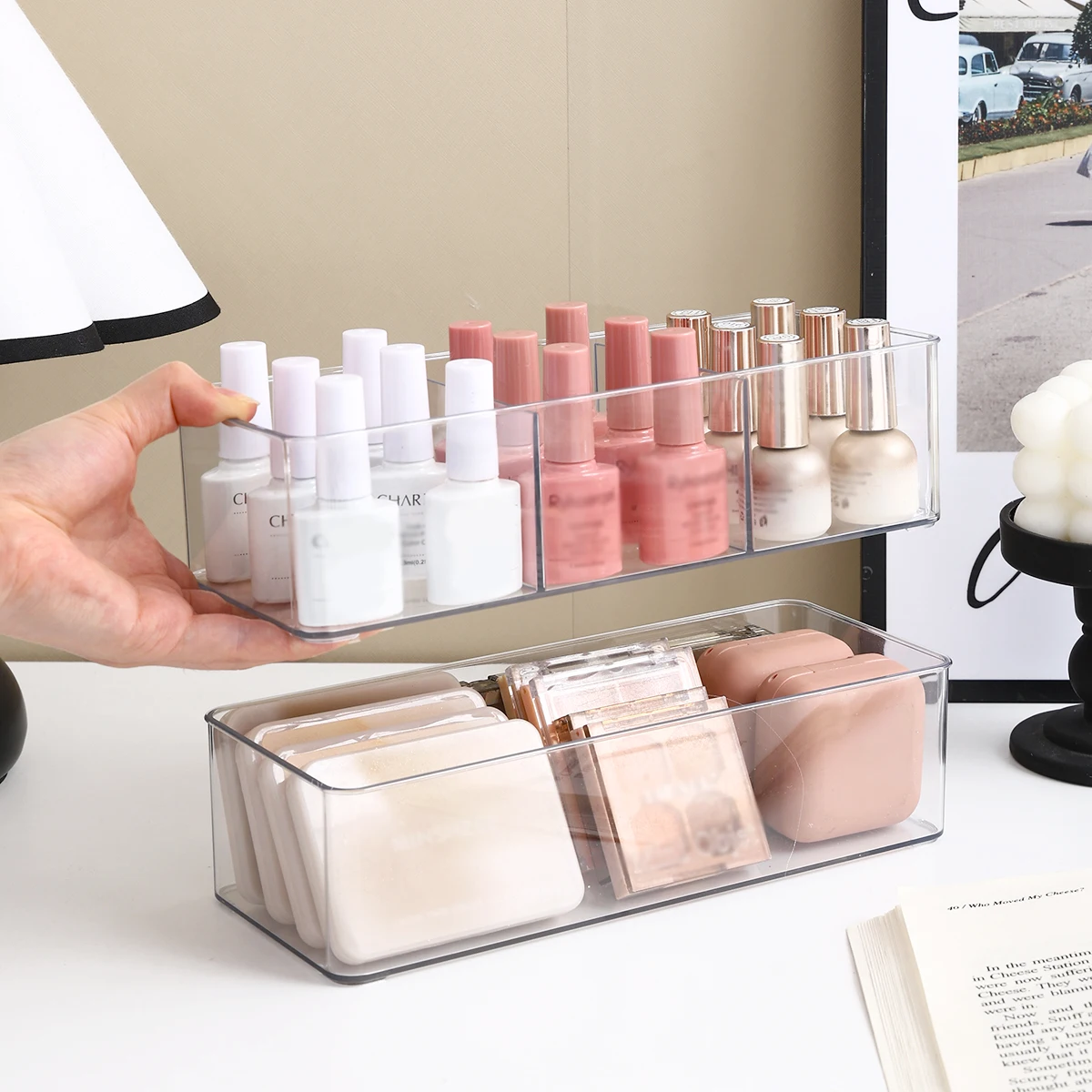 1 Stück Acryl-Aufbewahrungsbox mit drei Fächern für Nagellack, Nagellack-Organizer für Schminktisch und Nagelstudio – Detail 6