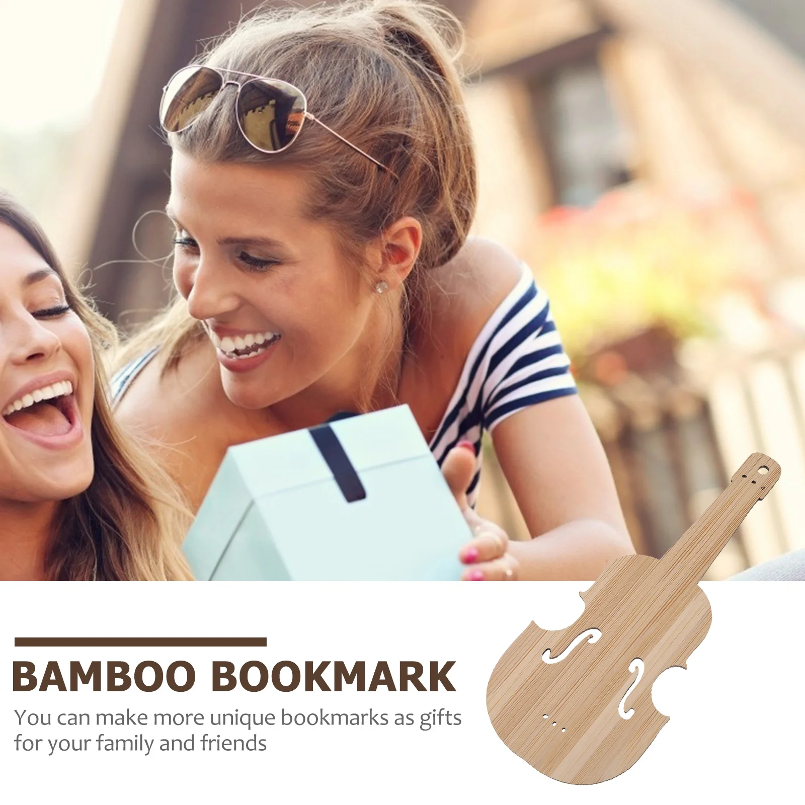 

6pcs Bookmarks Blank Unfinished Bamboo Tag Wood Tags Violin Shape Unfinished Eco Friendly Gift Idea DIY Project Supplies