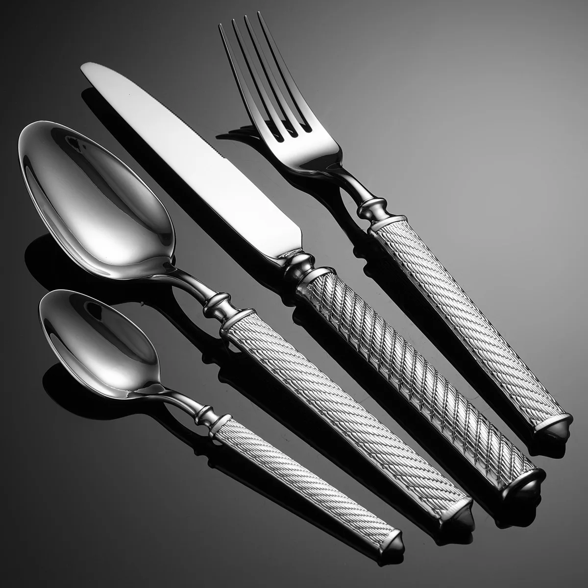 304 stainless steel forging hotel home dessert spoon coffee spoon tableware cowhide cutlery spoon set high-grade