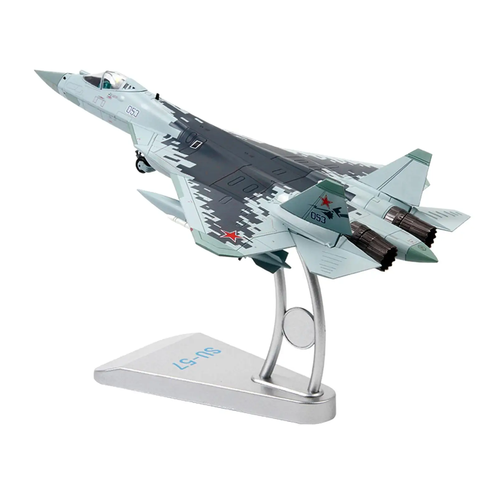 :72 Scale SU57 T50 Fighter Alloy Model with Display Stand 10.8x7.7x5.9inch Decoration Ornaments Net Weight 0.7kg