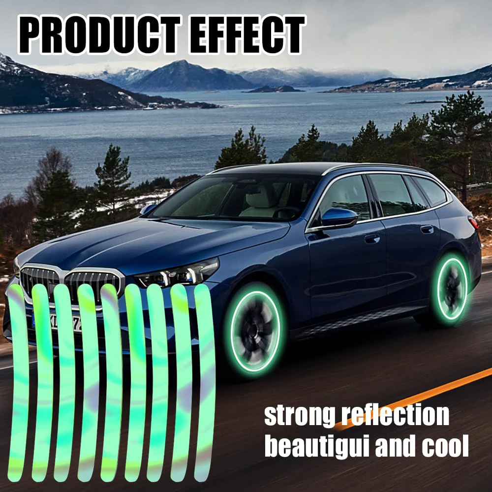 

40Pcs Laser Wheel Hub Reflective Sticker Luminous Cool For Night Driving Car Bike Motorcycle Wheel Sticker Choice Tool