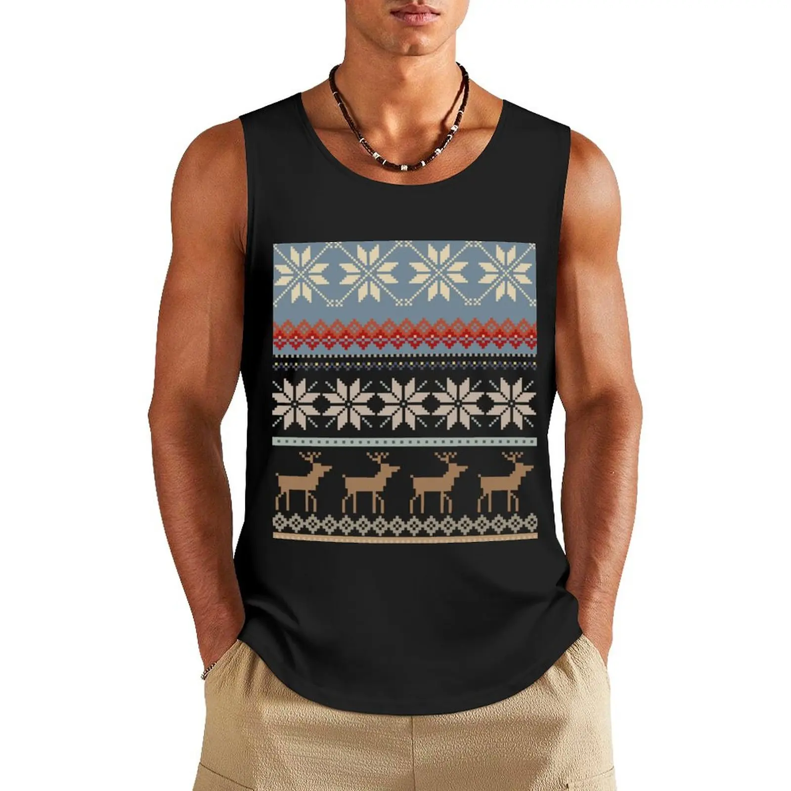 FAIR ISLE Tank Top new in tops & t-shirt man sexy?costume men gym clothing