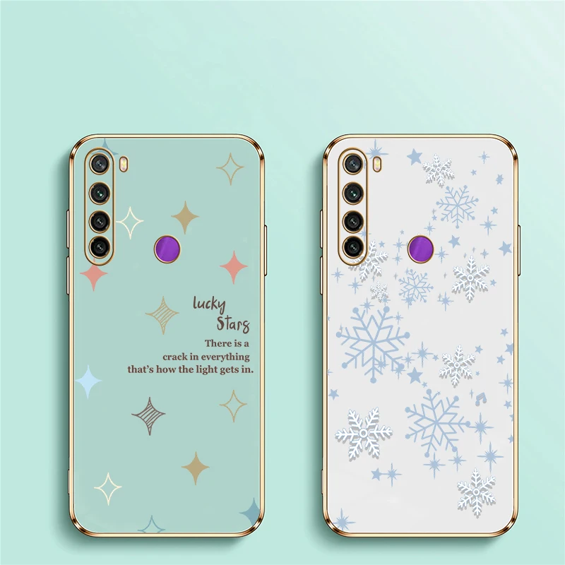 Redmi Note 7S 9S 10S 10T 5G Case Plating Silicone Cover For Xiaomi Redmi Note 10 Pro Max 8 7 Pro 9 Pro Max Snowflakes Cases