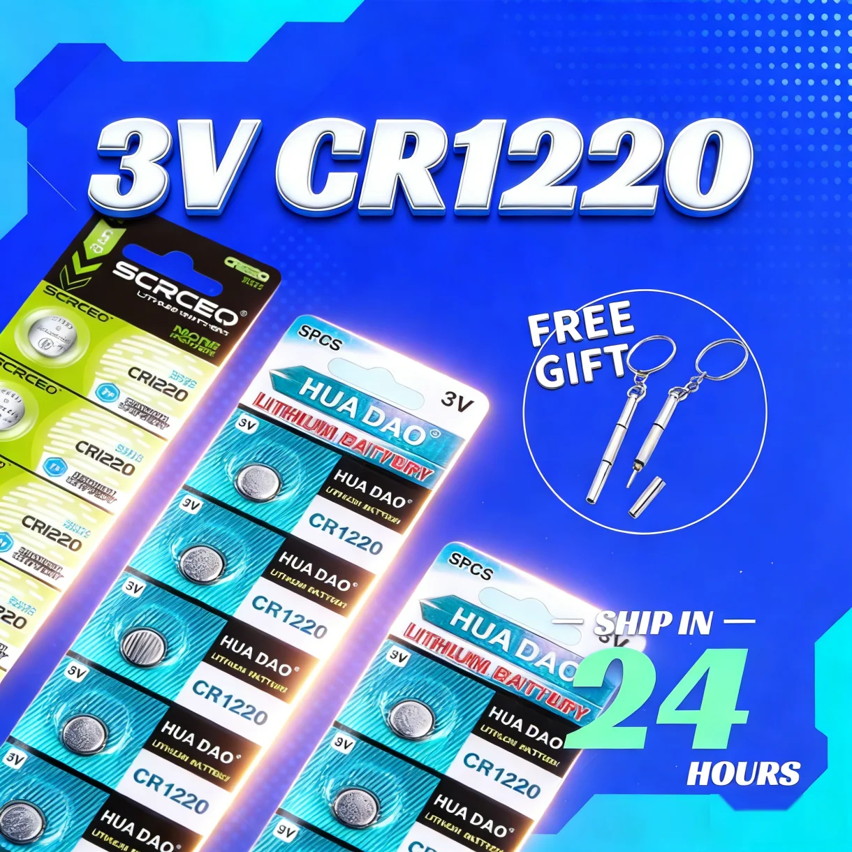 

High Stability CR1220 Battery 3V Lithium Cell Replace BR1220 LM1220 DL1220 Long Lasting Power for Watch Electronic Toys Games