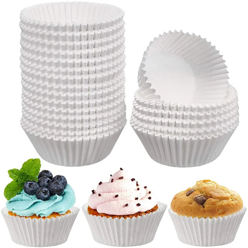 Mini White Paper Cups for Cake, Cupcake Liner, Baking Muffin Box, Cup Case, Tray Cake Mold, Kitchen Pastry Tools, 100Pcs